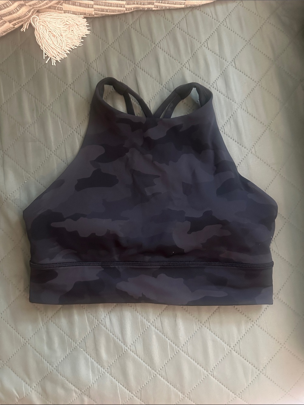 lululemon athletica High-Neck Camo Crop Top - Black/Grey